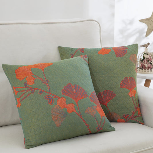 Skorter | Cotton Gauze Jacquard Ginkgo Leaf Pillowcases(2PCS)