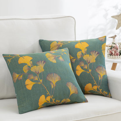 Skorter | Cotton Gauze Jacquard Ginkgo Leaf Pillowcases(2PCS)