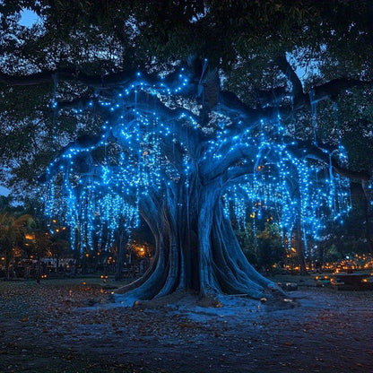 Skorter | SolarGlow - Blue solar light string, dimmable outdoor light chain