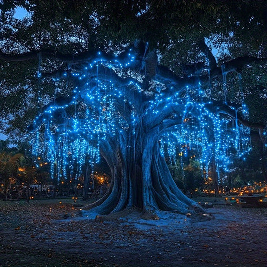 Skorter | SolarGlow - Blue solar light string, dimmable outdoor light chain