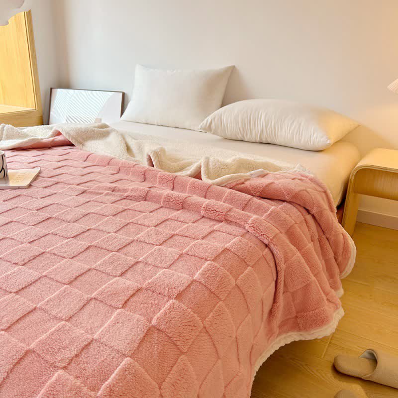 Skorter | Checkerboard Texture Soft Sherpa Blanket