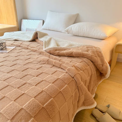 Skorter | Checkerboard Texture Soft Sherpa Blanket