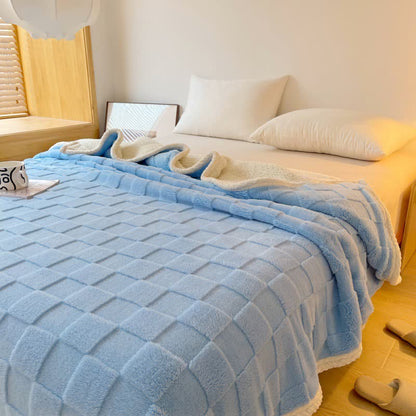Skorter | Checkerboard Texture Soft Sherpa Blanket