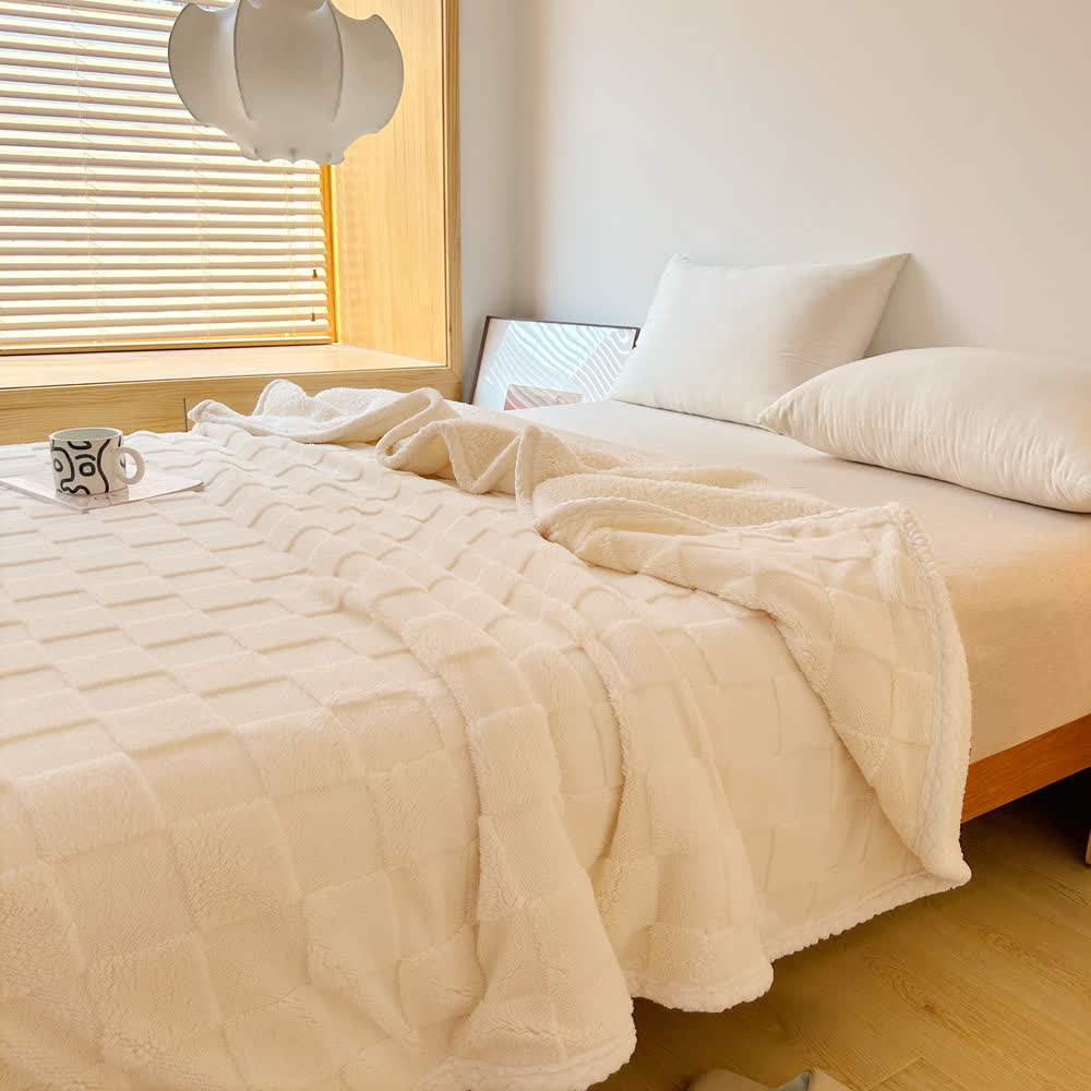 Skorter | Checkerboard Texture Soft Sherpa Blanket