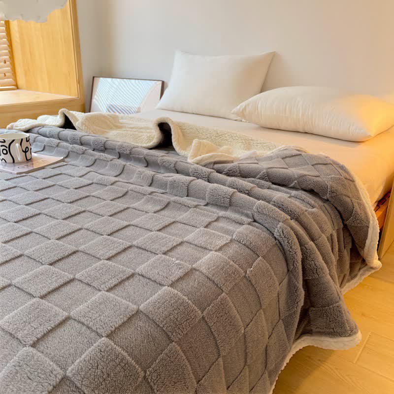 Skorter | Checkerboard Texture Soft Sherpa Blanket