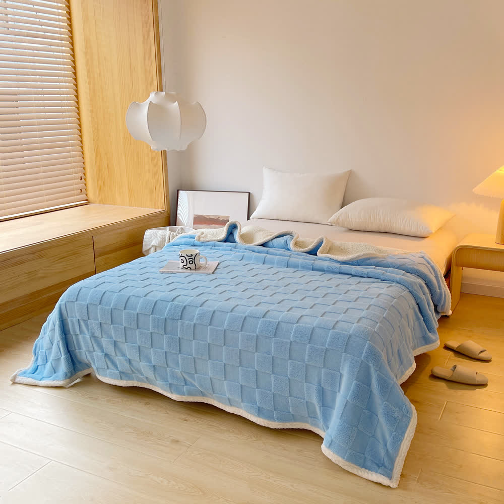 Skorter | Checkerboard Texture Soft Sherpa Blanket