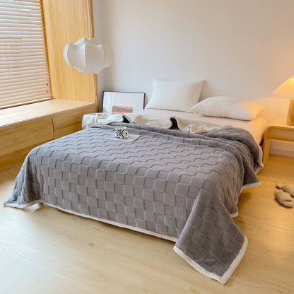 Skorter | Checkerboard Texture Soft Sherpa Blanket