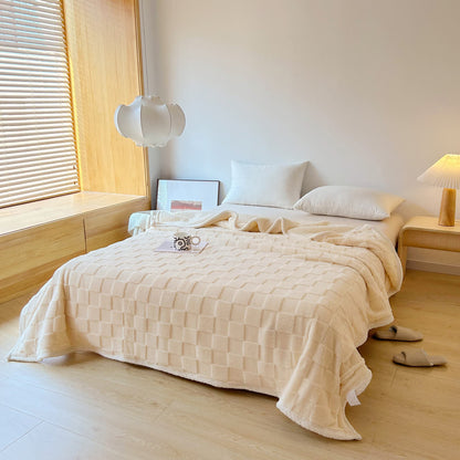 Skorter | Checkerboard Texture Soft Sherpa Blanket