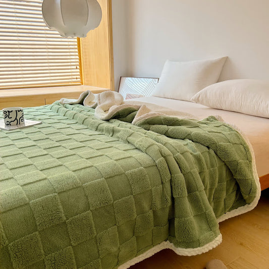 Skorter | Checkerboard Texture Soft Sherpa Blanket