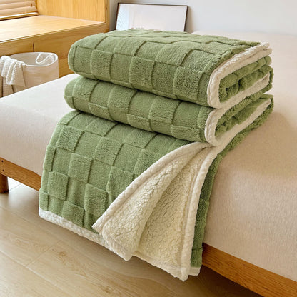 Skorter | Checkerboard Texture Soft Sherpa Blanket