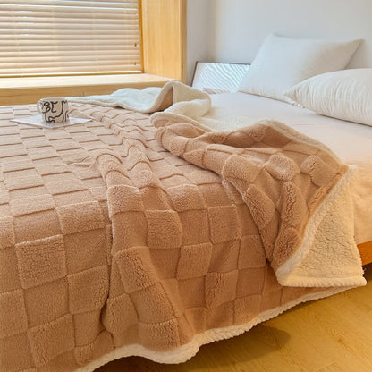 Skorter | Checkerboard Texture Soft Sherpa Blanket