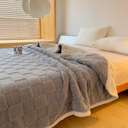 Skorter | Checkerboard Texture Soft Sherpa Blanket