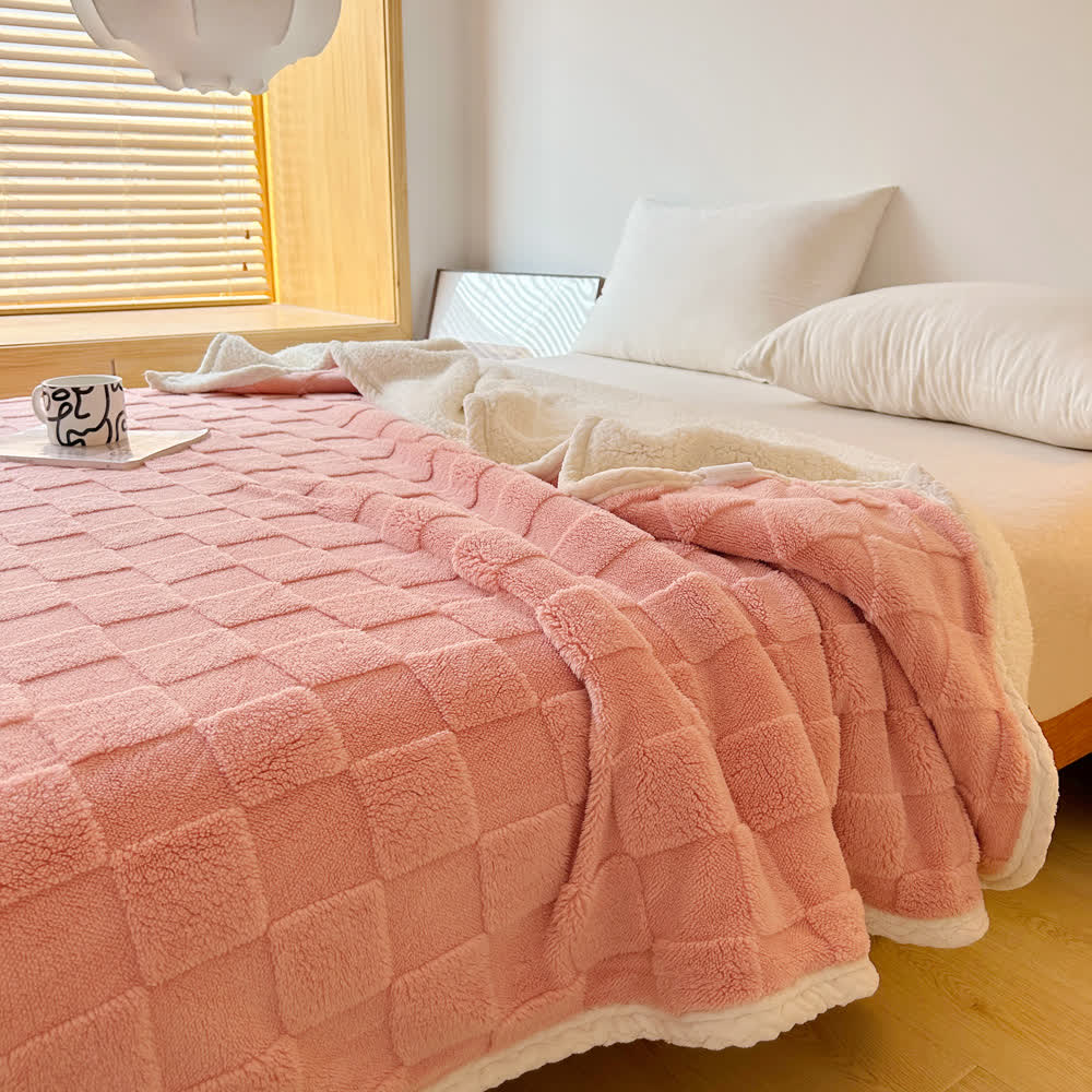 Skorter | Checkerboard Texture Soft Sherpa Blanket