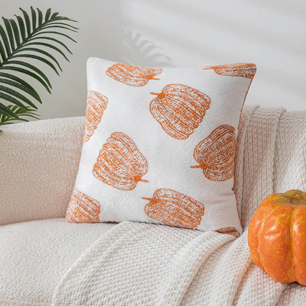 Skorter | Chenille Halloween Festive Pumpkin Pillow Cover