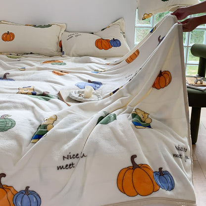 Skorter | Cartoon Pumpkin Cute Bear Flannel Blanket