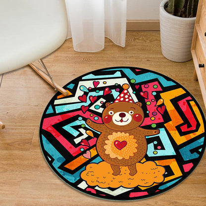 Skorter | Colorful Cartoon Animal Pattern Carpet with Fish Multicolor Children’s Carpet Polyester Washable Pet-Friendly Non-Slip Rug for Children’s Room