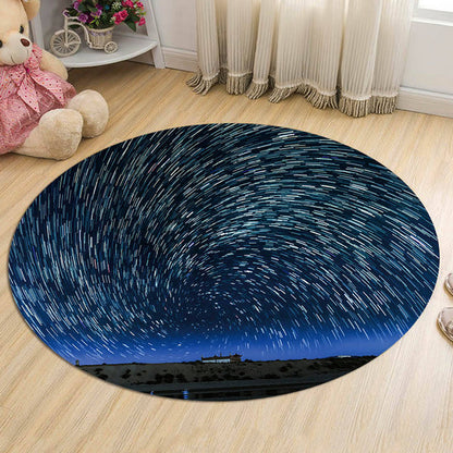 Skorter | Black and Blue Kids Carpet Polyester Galaxy Pattern Rug Pet-Friendly Washable Non-Slip Backing Carpet for Decoration
