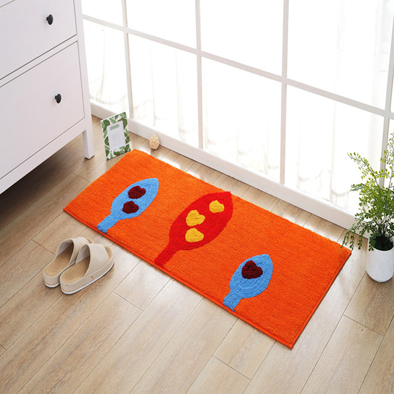 Skorter | Blue and orange children's carpet polyester leaf and flower pattern carpet pet-friendly washable non-slip backing carpet for decoration