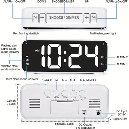 Skorter | LoudClock - Vibrating Alarm Clock with Large LED Display and Dual Alarms