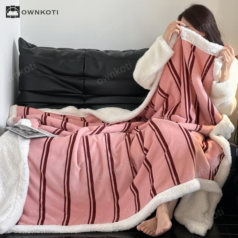 Skorter | Sherpa Striped Soft Throw Blanket
