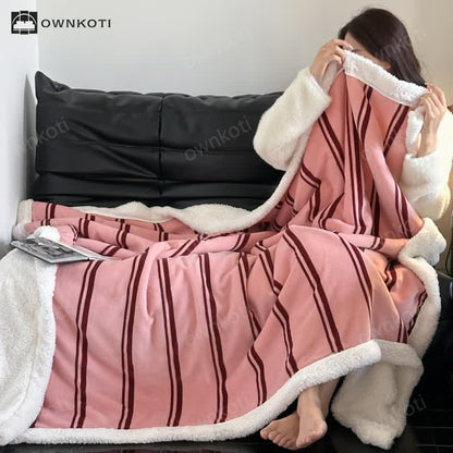 Skorter | Sherpa Striped Soft Throw Blanket
