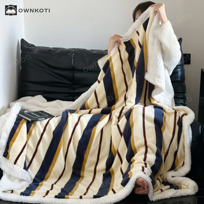 Skorter | Sherpa Striped Soft Throw Blanket