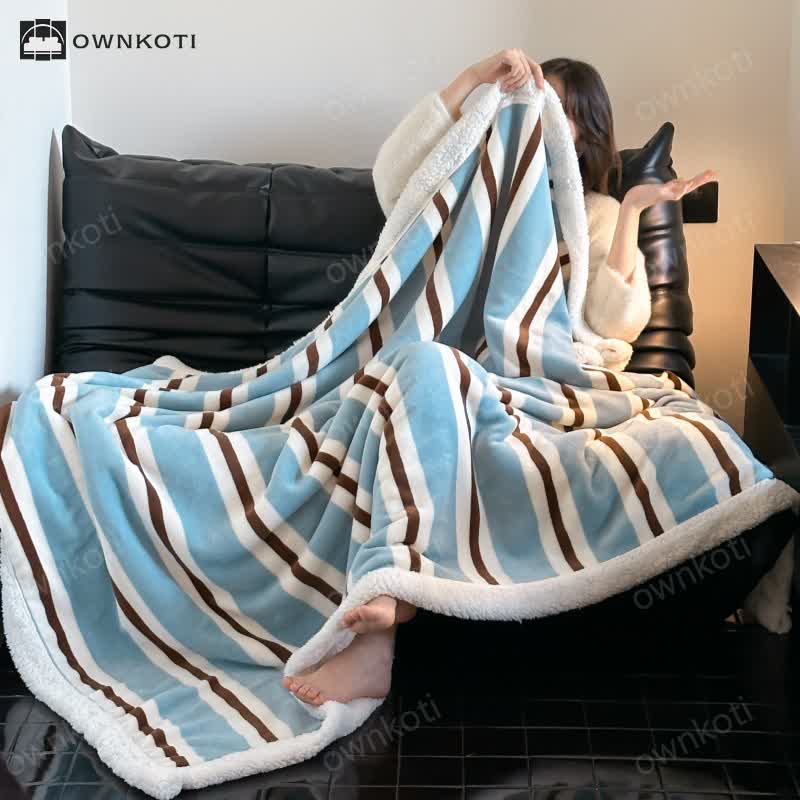 Skorter | Sherpa Striped Soft Throw Blanket
