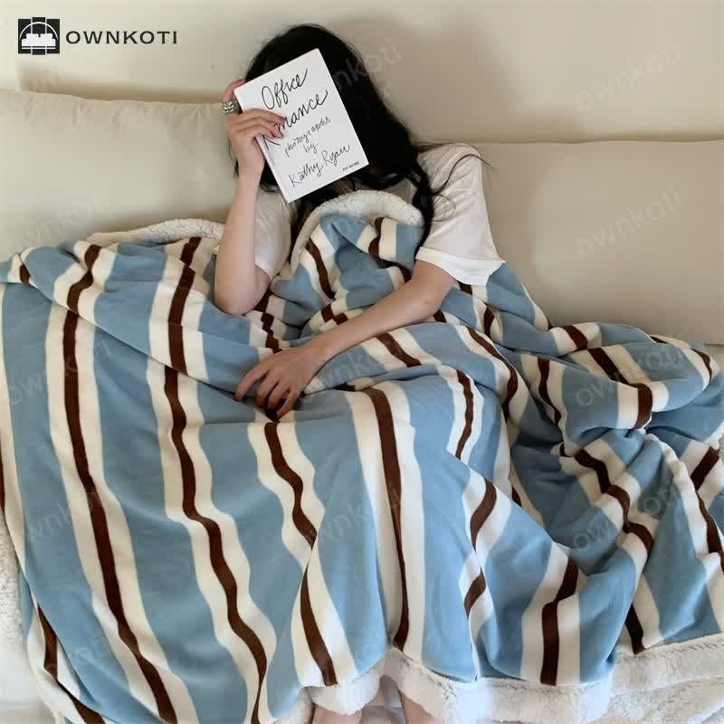 Skorter | Sherpa Striped Soft Throw Blanket