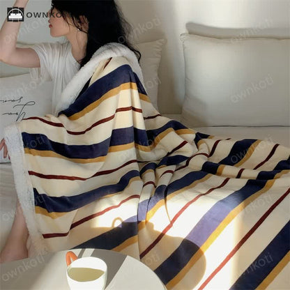 Skorter | Sherpa Striped Soft Throw Blanket