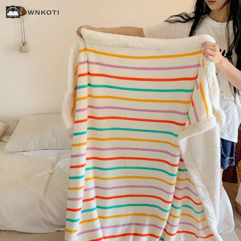 Skorter | Sherpa Striped Soft Throw Blanket