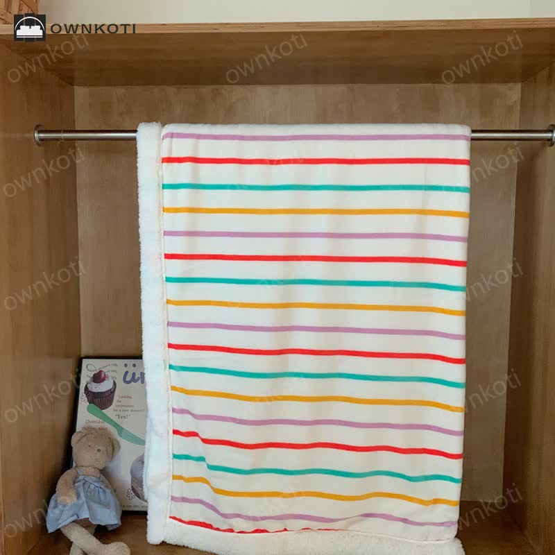 Skorter | Sherpa Striped Soft Throw Blanket