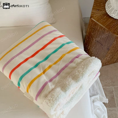 Skorter | Sherpa Striped Soft Throw Blanket