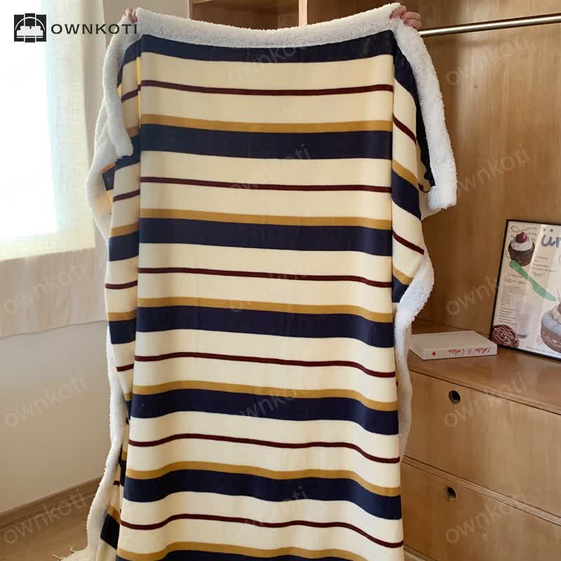 Skorter | Sherpa Striped Soft Throw Blanket