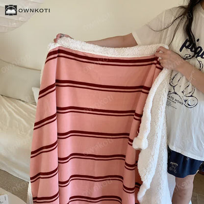 Skorter | Sherpa Striped Soft Throw Blanket