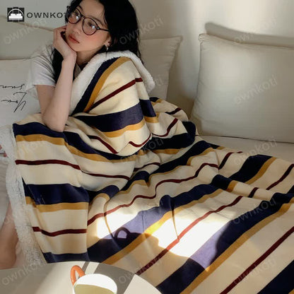 Skorter | Sherpa Striped Soft Throw Blanket