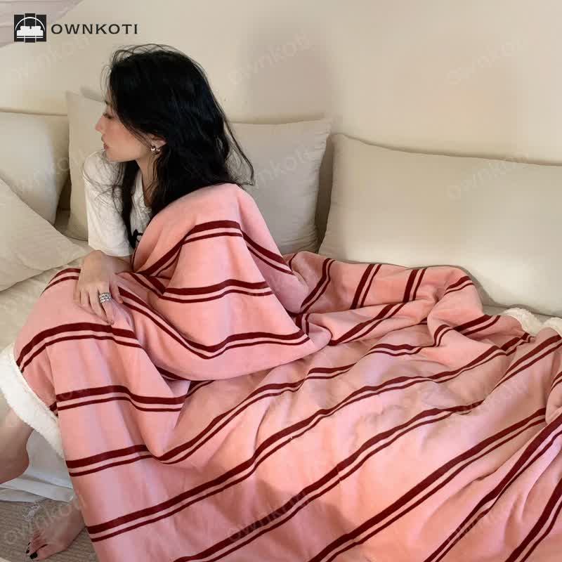 Skorter | Sherpa Striped Soft Throw Blanket
