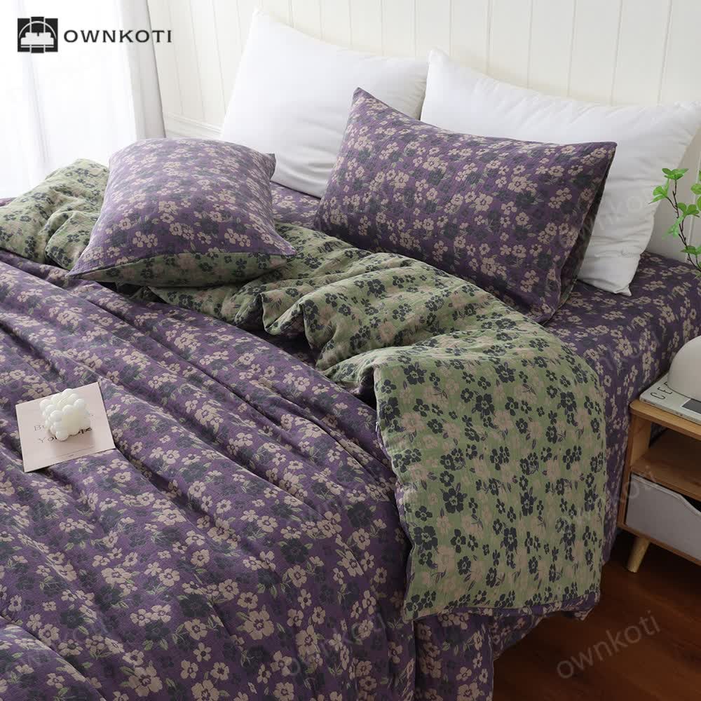 Skorter | Cotton Gauze Jacquard Floral Soft Pillowcases(2PCS)