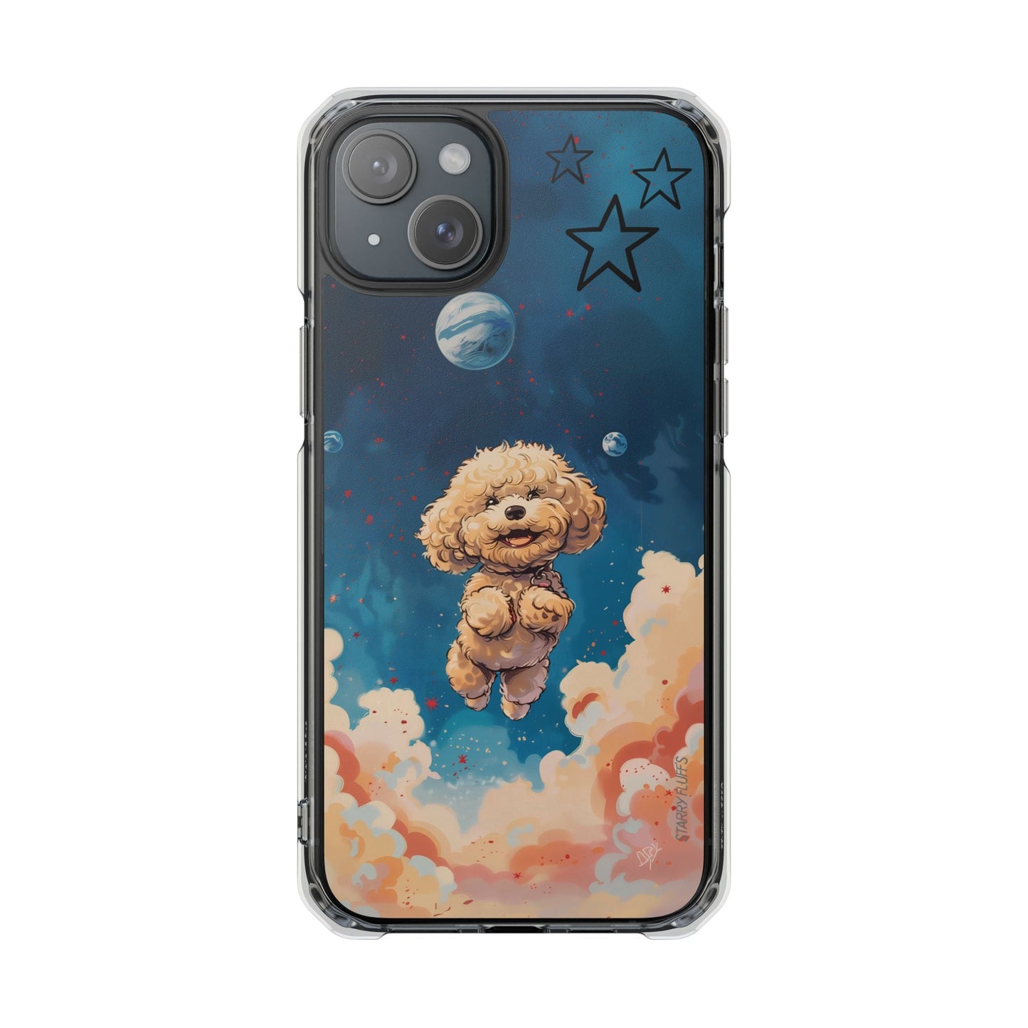 Skorter | Fluff's - Pookie Poodle Floating in Space Magnetic Clear Case for iPhone Series