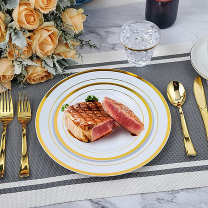 Skorter | 175-Piece: Disposable Gold Dinnerware Set