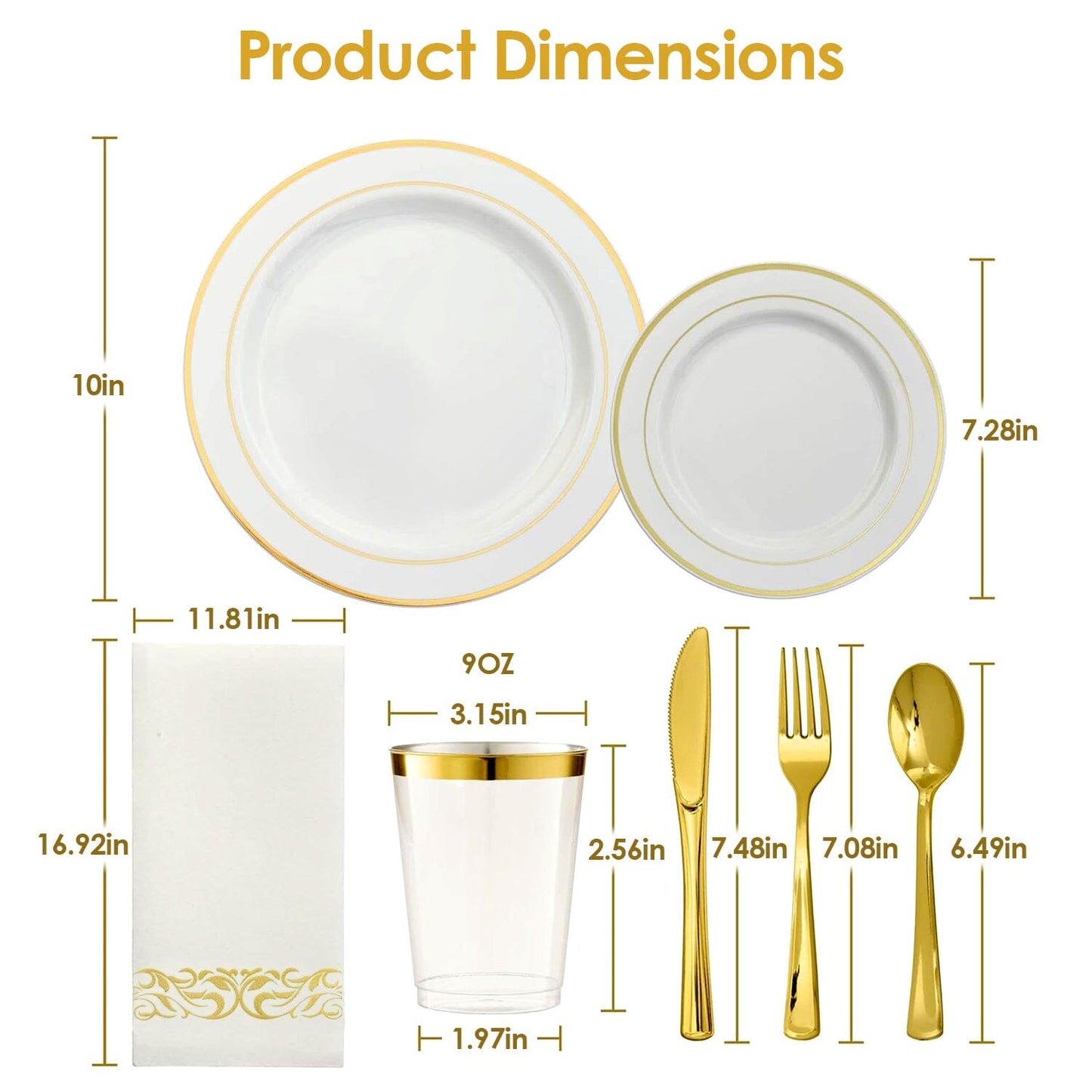 Skorter | 175-Piece: Disposable Gold Dinnerware Set