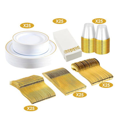 Skorter | 175-Piece: Disposable Gold Dinnerware Set