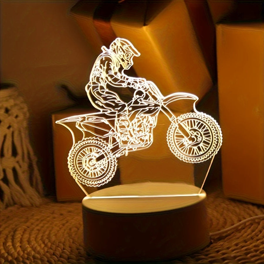 Skorter | MotoLamp - 3D LED Night Light Motocross Theme, USB-powered Ambient Lighting