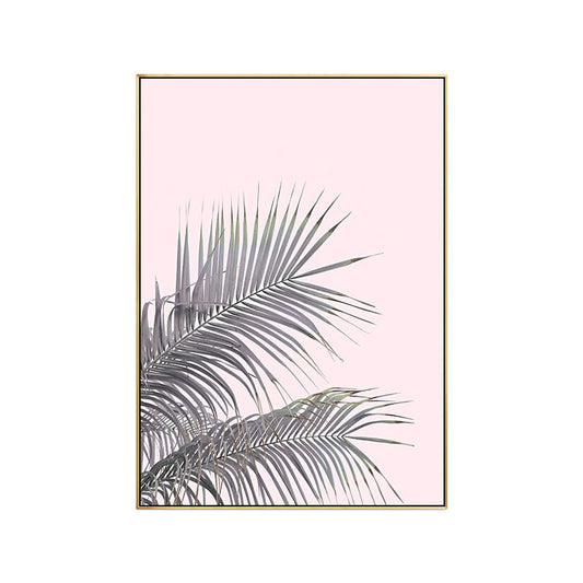 Skorter | Canvas Pink Painting Tropical Style Leaves Wall Art Print, Multiple Sizes Options
