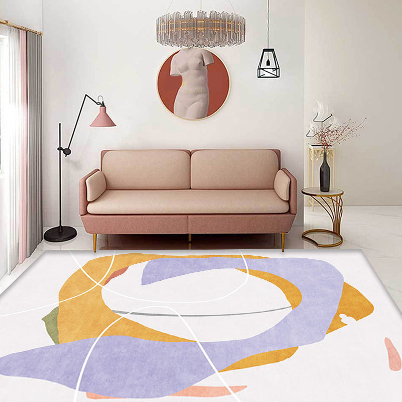 Skorter | Creative Multicolor Modernist Carpet Polyester Abstract Carpet Washable Pet-Friendly Non-Slip Rug for Living Room