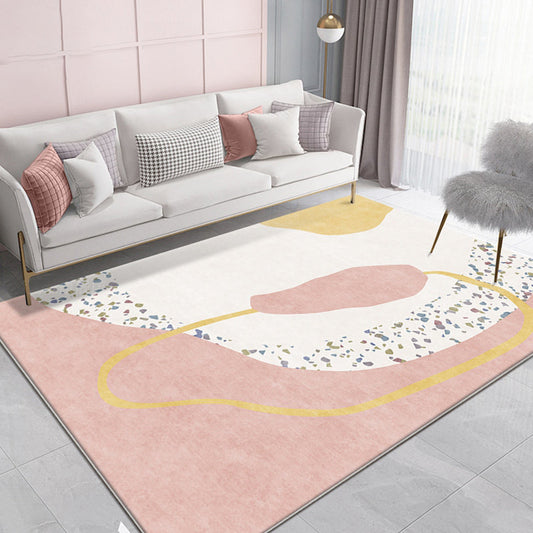 Skorter | Creative Modernism Rug Pink Color Block Rug Pet Friendly Non-Slip Washable Area Rug for Decoration