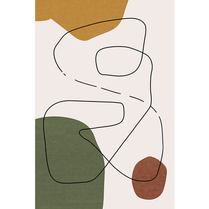 Skorter | Contemporary Abstract Carpet Brown and Green Polyester Carpet Non-Slip Back Washable Pet Friendly Carpet for Home