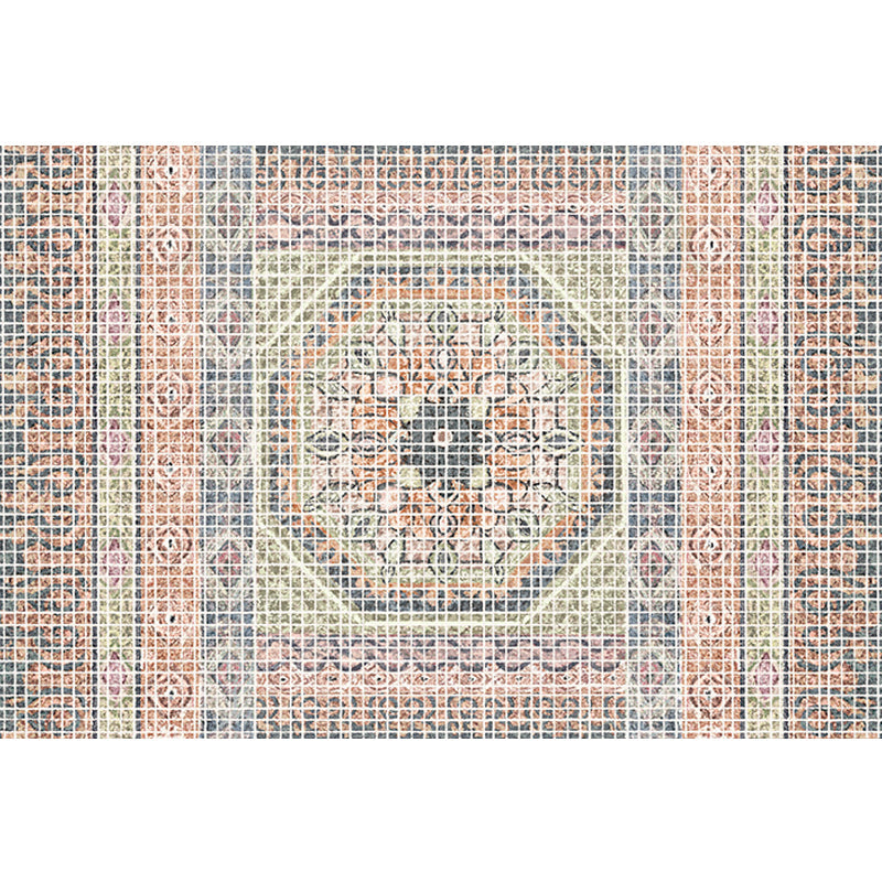 Skorter | Bohemian striped patterned rug with flowers Multicolored Polyester rug Machine washable non-slip back rug for living room