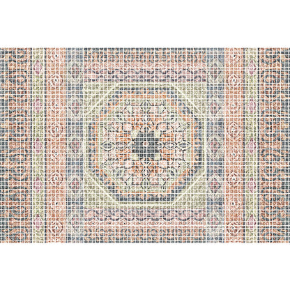 Skorter | Bohemian striped patterned rug with flowers Multicolored Polyester rug Machine washable non-slip back rug for living room