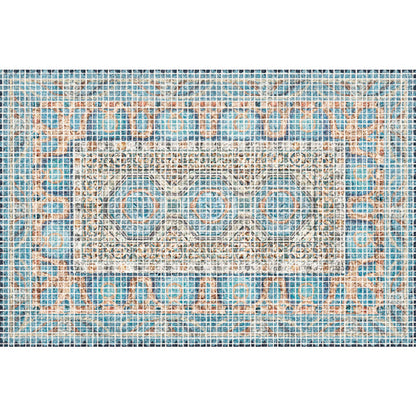 Skorter | Bohemian striped patterned rug with flowers Multicolored Polyester rug Machine washable non-slip back rug for living room