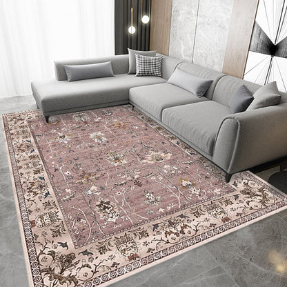 Skorter | Bohemian striped patterned rug with flowers Multicolored Polyester rug Machine washable non-slip back rug for living room